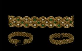 18ct Gold Attractive Emerald and Pearl S