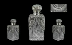 Victorian Period 1837 - 1901 Superb Open worked Sterling Silver Mounted and Cut Glass Perfume Bottle