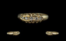 Edwardian Period 1902 - 1910 18ct Gold 5 Stone Diamond Set Ring, Gallery Setting. Full Hallmark to