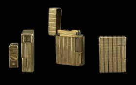 S.J Dupont Paris Delux Gold Plated Lighter - Ref No 2A393. Excellent Design and Heavy Gold Plate.