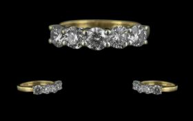 Ladies 18ct Gold Excellent Quality 5 Stone Diamond Set Ring - The Five Round Brilliant Cut