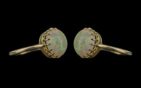 Antique Period - Pleasing 9ct Gold Cabochon Cut Opal Ring. Marked 9ct to Interior of Shank. The Opal