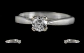 Ladies - Superb Quality Platinum Set Single Stone Diamond Set Ring, Marked 950 to Interior of Shank.
