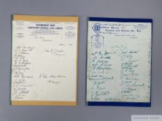 Autograph pages on club letterhead Blackburn 1932-33,
