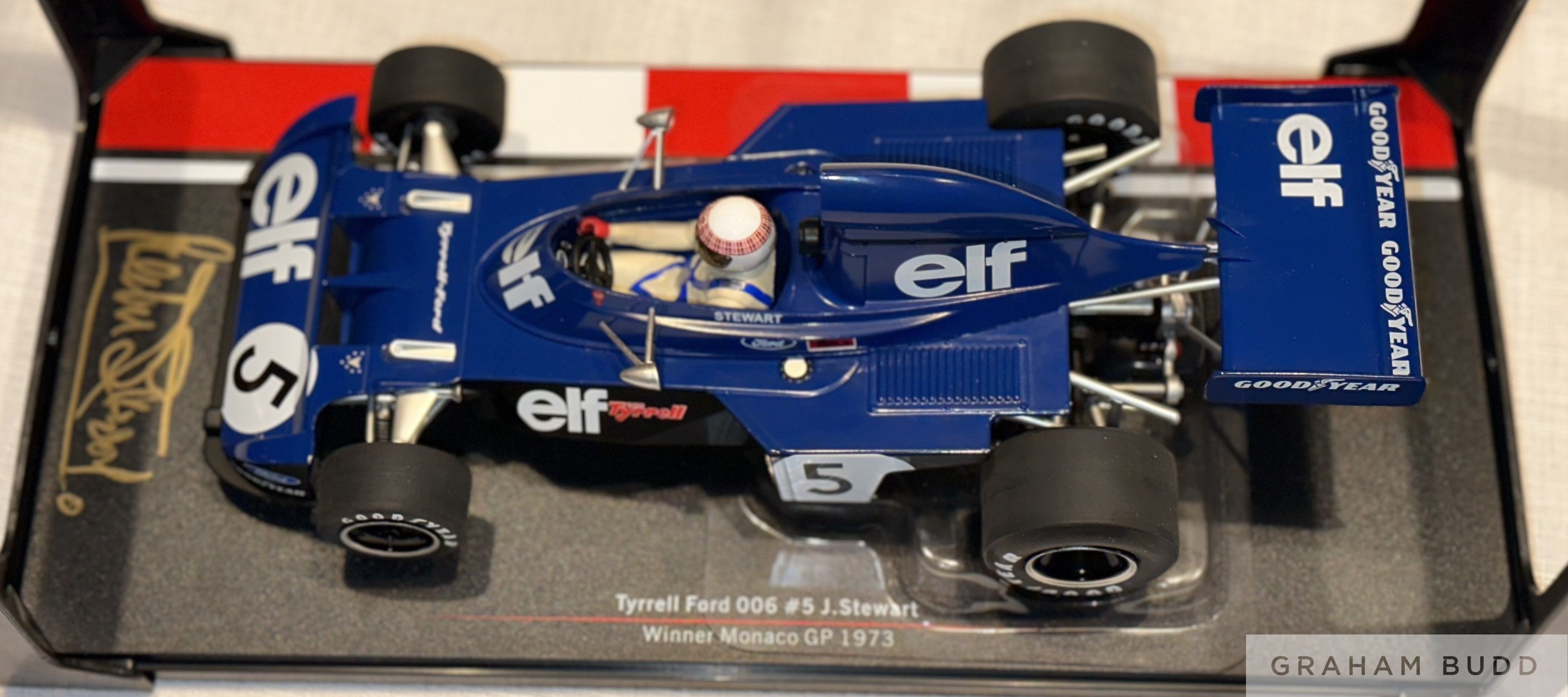 Sir Jackie Stewart (UK) signed 1/18 model car Elf Tyrrell Ford 006 signed by Jackie Stewart #5 - Image 3 of 5