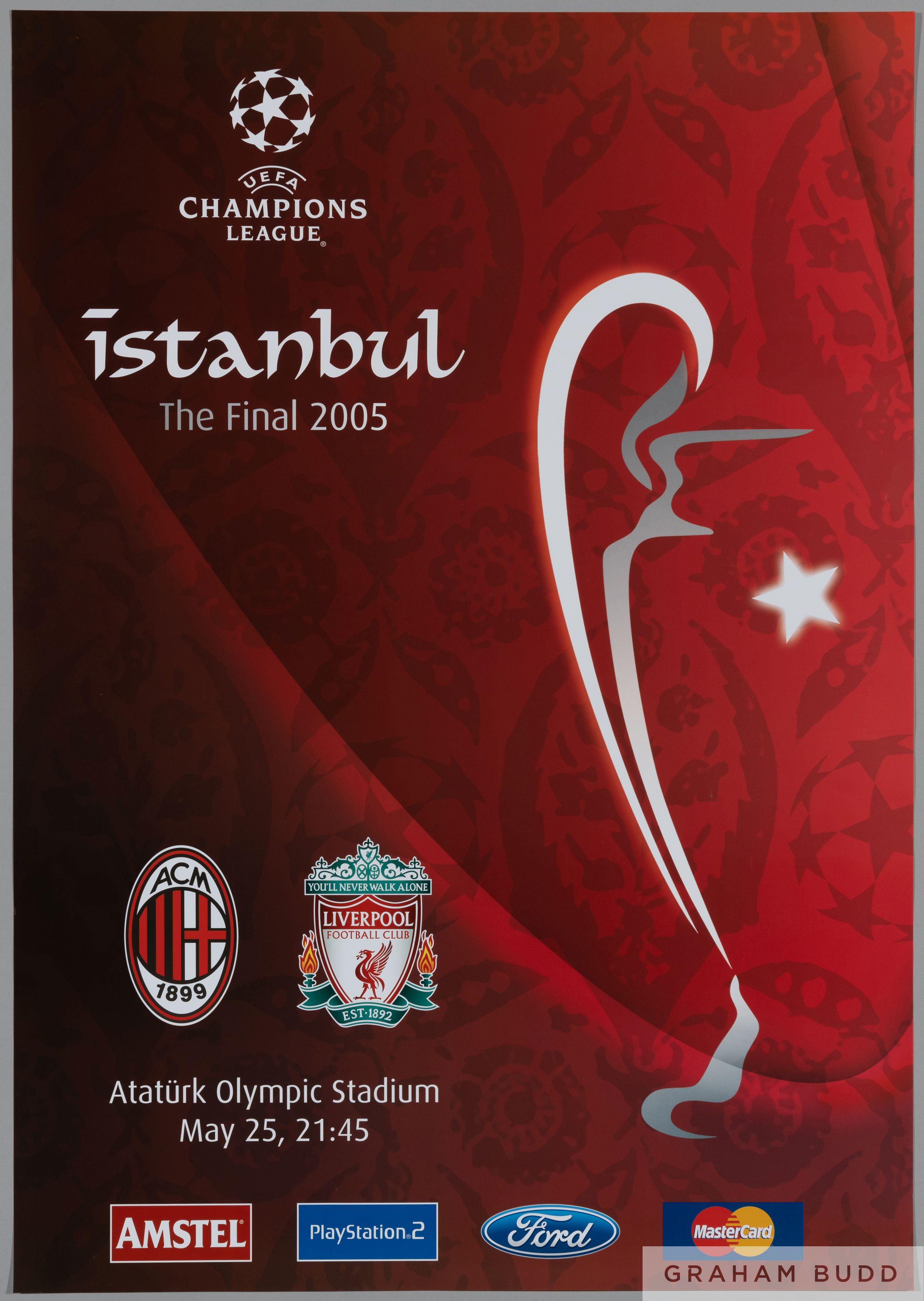 2005 Champions League Final Official poster for the game between AC Milan and Liverpool