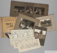 Tennis ephemera including original Sporting Sam Cartoons Twelve 