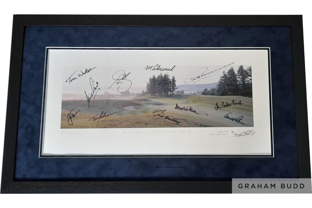 Golf: Gleneagles Kings Course Denty Den 309 yards, Par 4 No.14 print by artist Patrick Drickey,