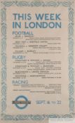 London Transport 'This Week in London Sporting fixtures' Sept. 16 to 22 poster,