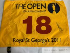 Darren Clarke (Northern Ireland – 2011 Open Champion) signed flag,