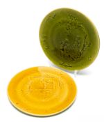 Pair of Choisy Le Roi majolica Japanesque plates, early 20th century,