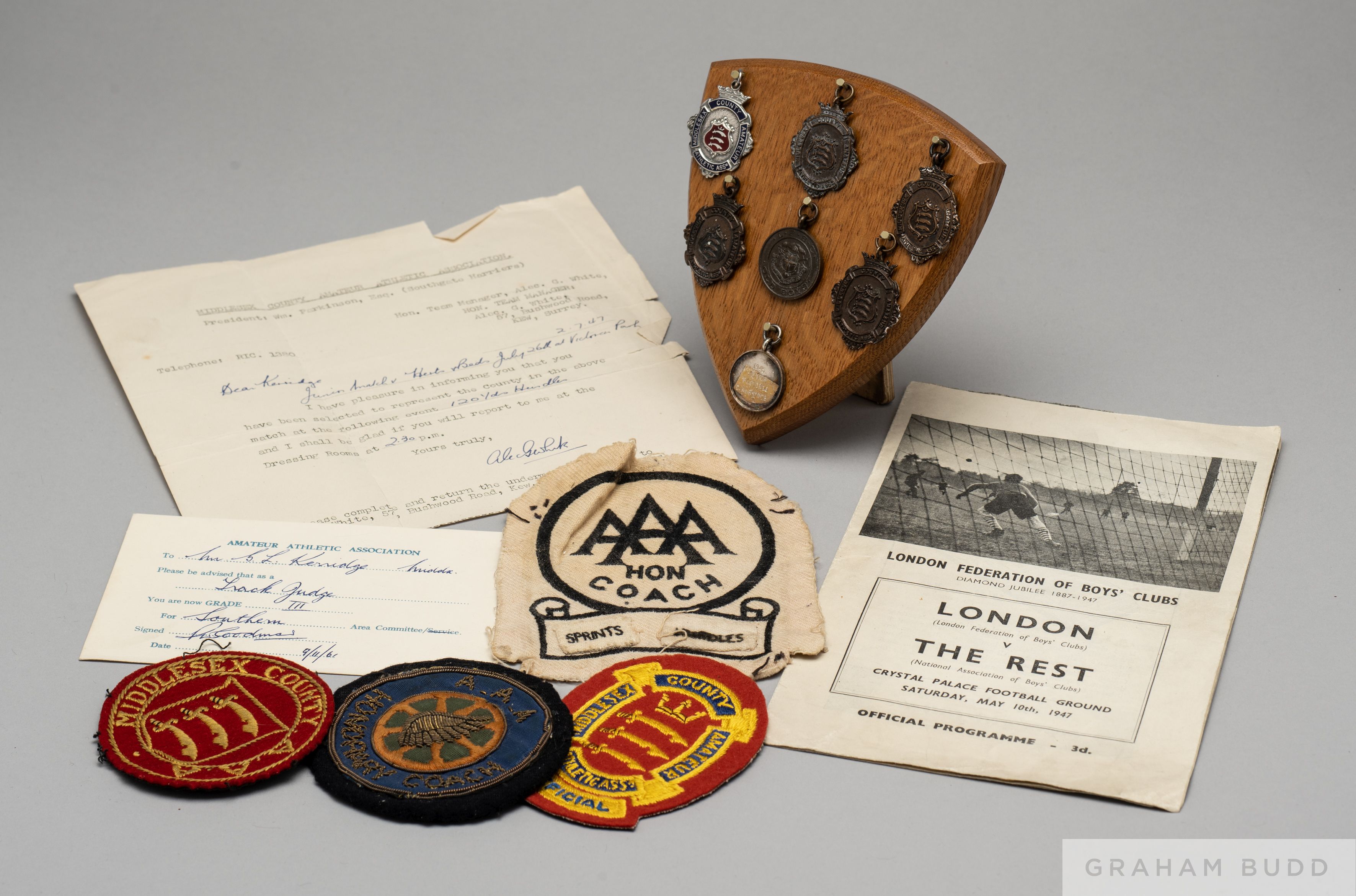 Five various Middlesex County Amateur Athletic Association medals