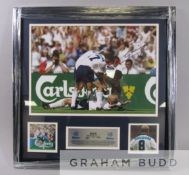 Paul Gascoigne signed 'Dentist's Chair' Euro '96 photographic display,