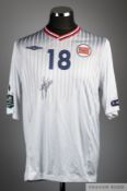 Erik Huseklepp signed white & grey No.18 Norway International 2012 Euro Qualifiers short-sleeved shi