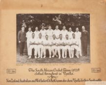 Black and white photograph of the 1929 South African cricket team,