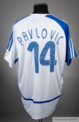 Daniel Pavlovic blue and white No.14 Grasshoppers short-sleeved shirt