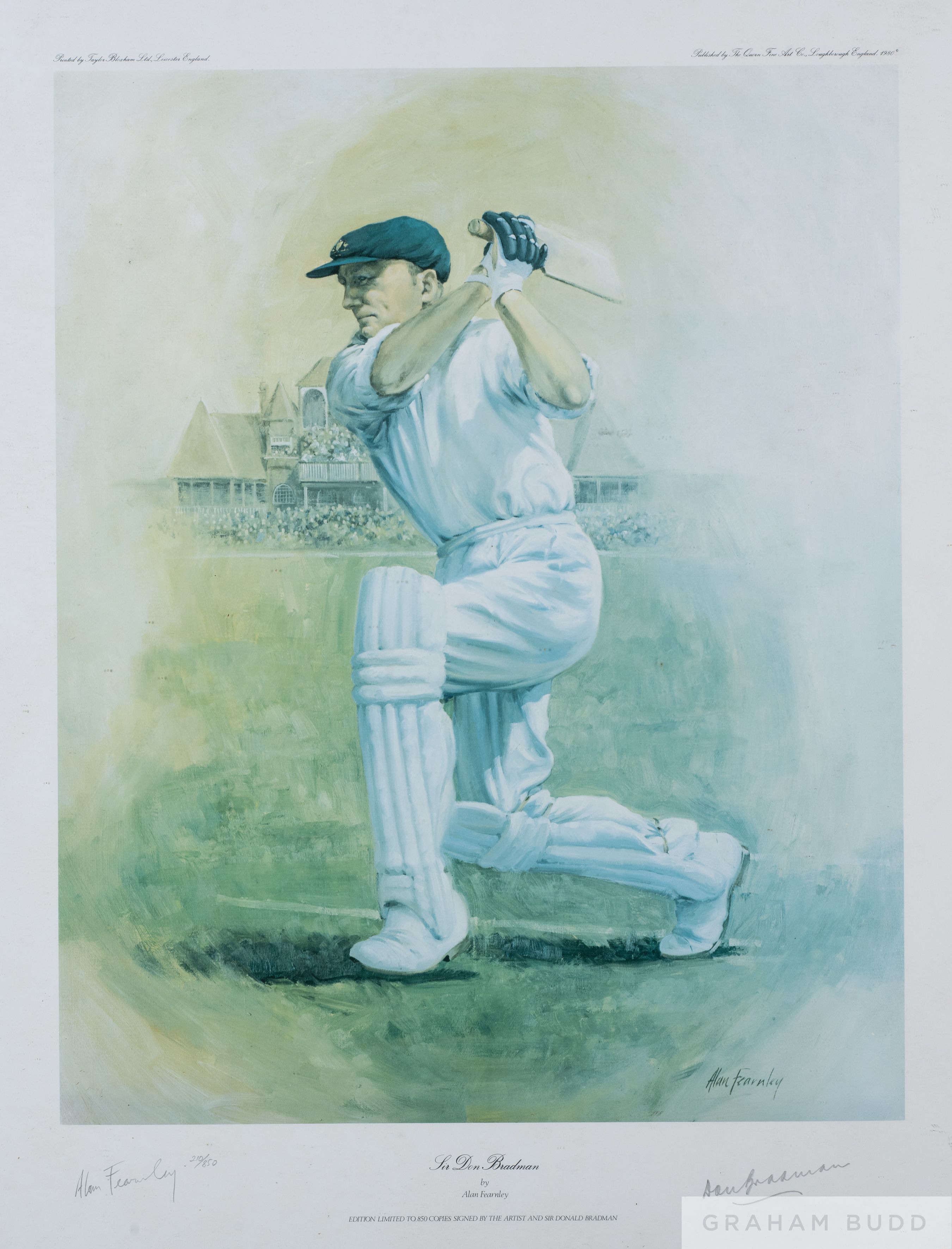 A group of five framed and glazed cricket prints,