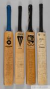 Four signed cricket bats from Derbyshire, Gloucestershire and Warwickshire CCC