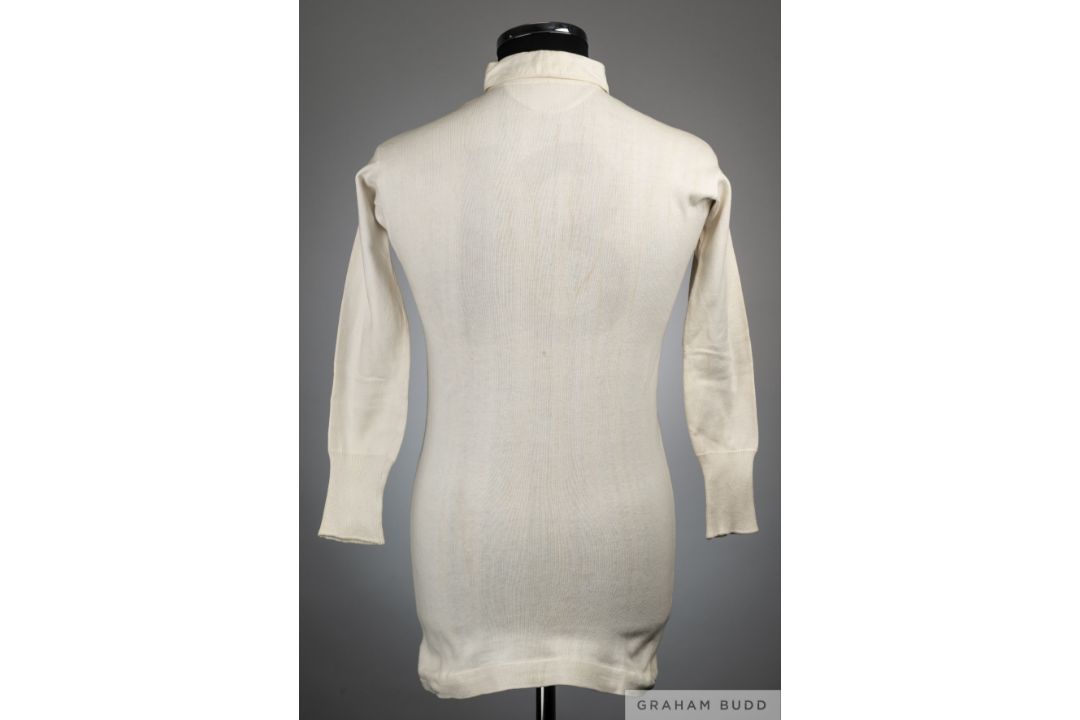 Peter Cranmer white No.13 England International match worn rugby shirt, 1936 - Image 2 of 2