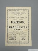 Blackpool v. Manchester United home league match programme, 19th October 1946