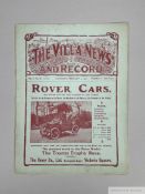Aston Villa v. Manchester United, F.A.Cup, 3rd round match programme, 1908