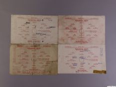 Four Manchester United single-sheet wartime match programmes, 1944-45