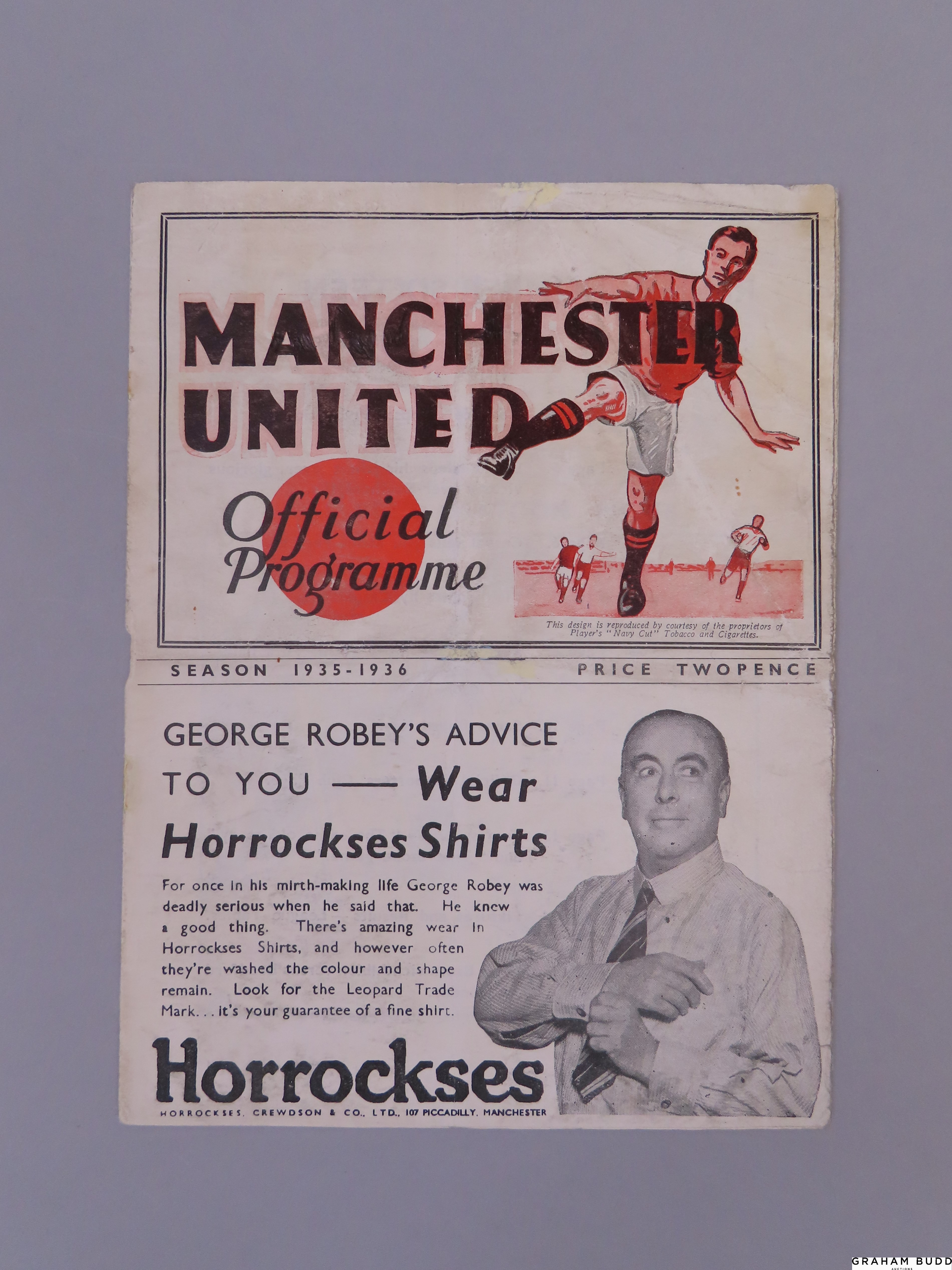 Manchester United v. Port Vale, League match programme, February 8th 1936