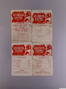 Four Manchester United single-sheet wartime match programmes, 1944-45
