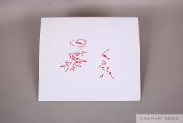A white hard backed card signed by Pete Doherty