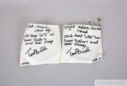Two sets of bass strings used by Trevor Bolder