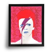 A rare lithograph of David Bowie during his Aladdin Sane period