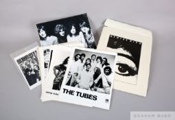 A large number of record label promotional flyers and black and white promotion photographs