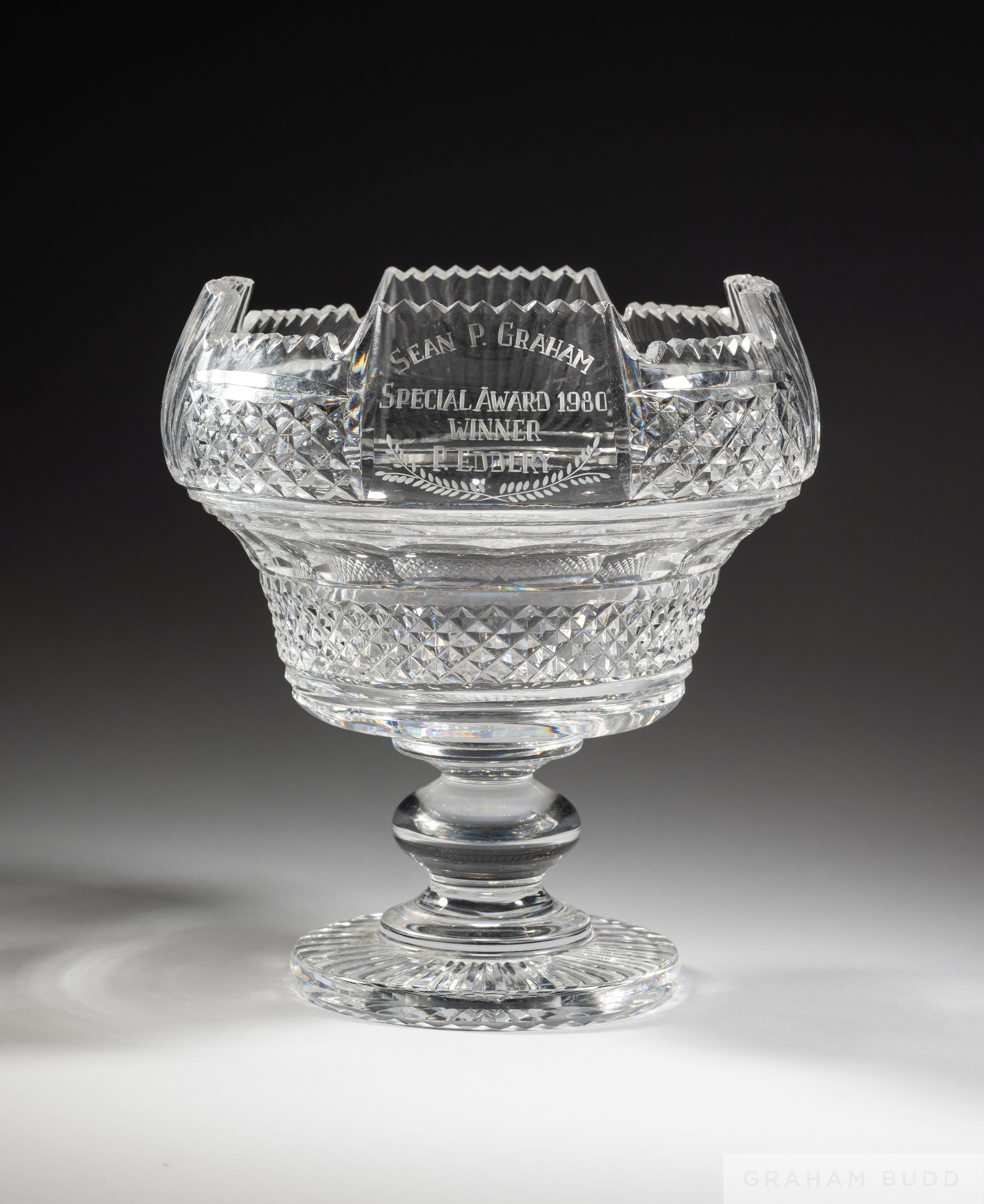 Sean P. Graham (Bookmakers) Special Award Winner trophy presented to the jockey Pat Eddery in