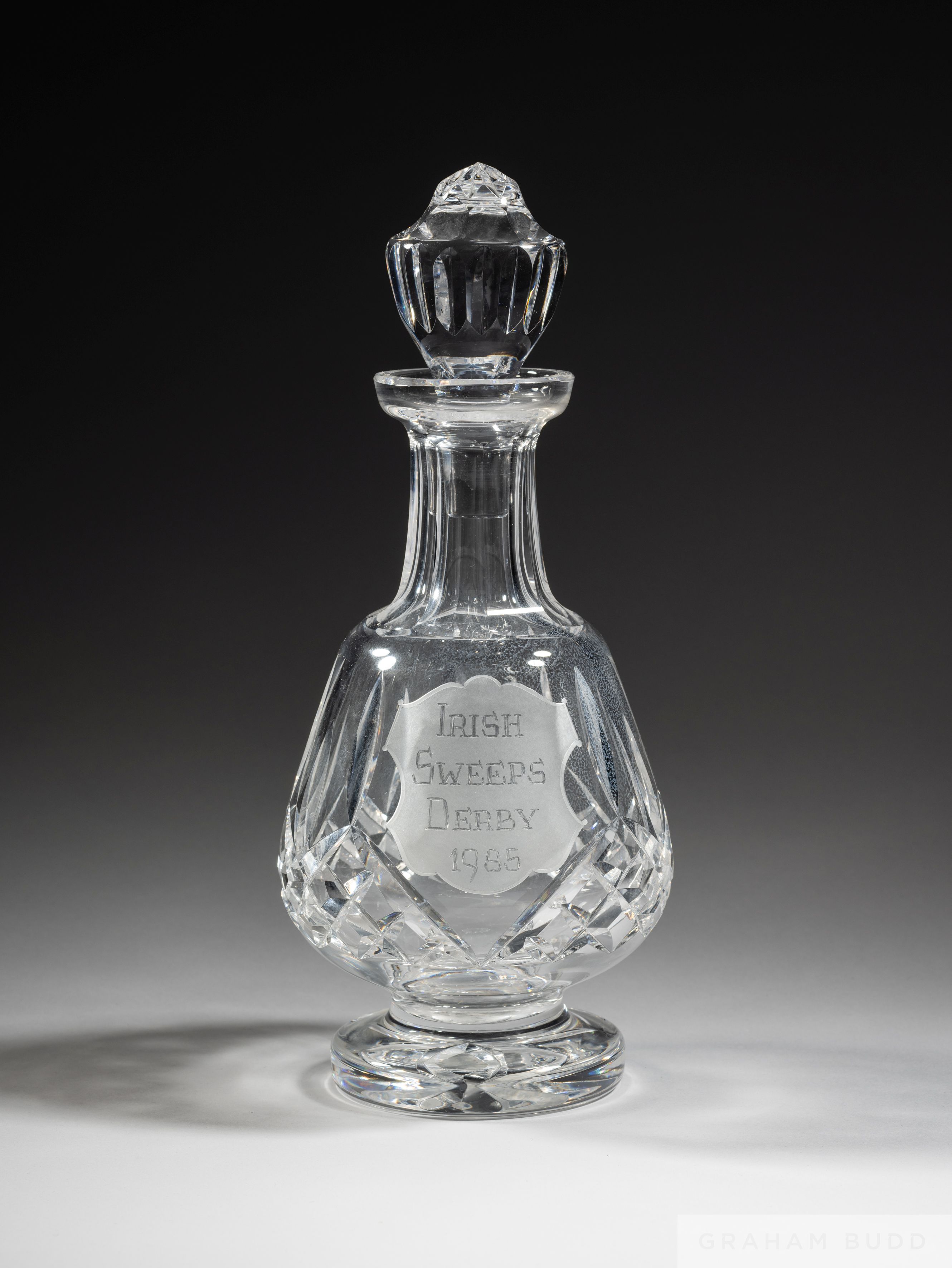 The winning jockey’s trophy presented to Pat Eddery for the victory on Law Society in the 1985 Irish