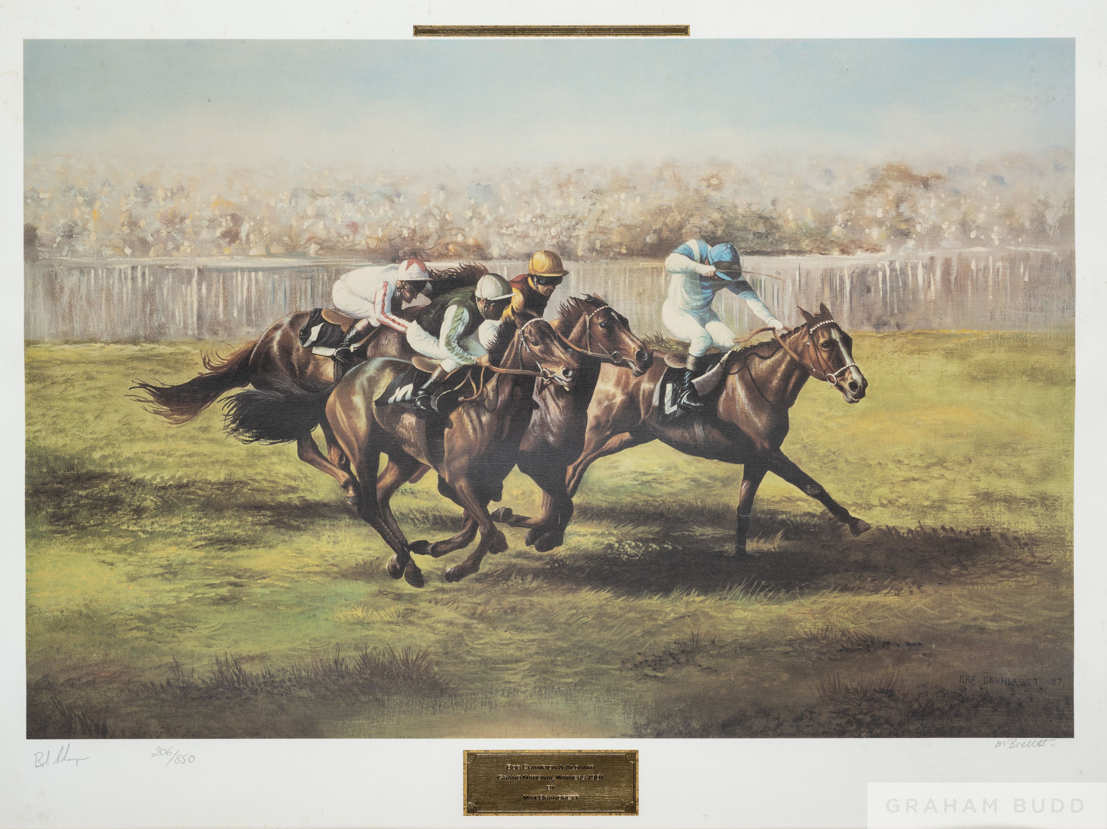 Limited edition prints signed by the Grand National winning jockeys Bob Champion & Brendan Powell - Image 2 of 2
