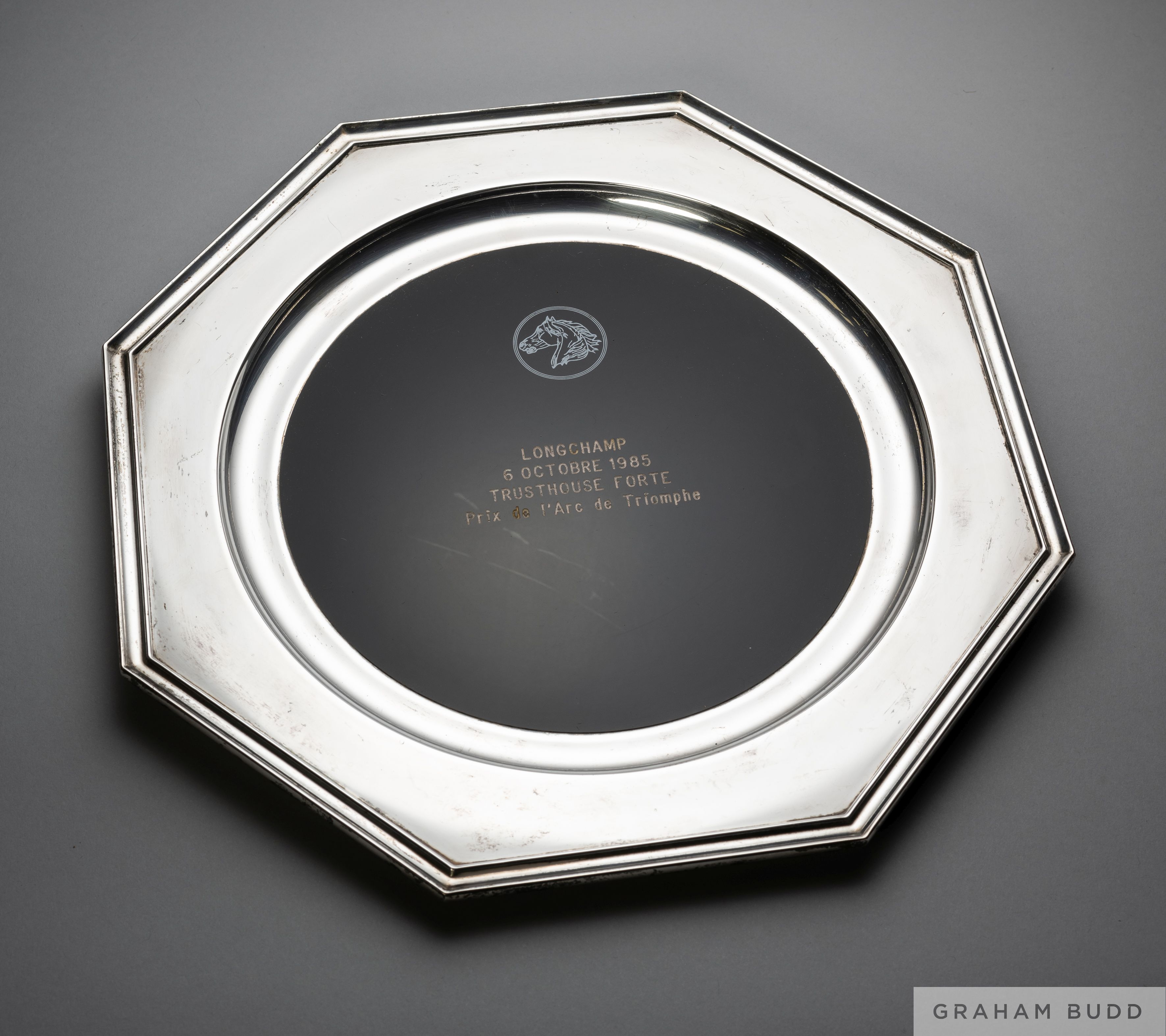 The winning jockey’s trophy presented to Pat Eddery for the victory on Rainbow Quest in the 1985