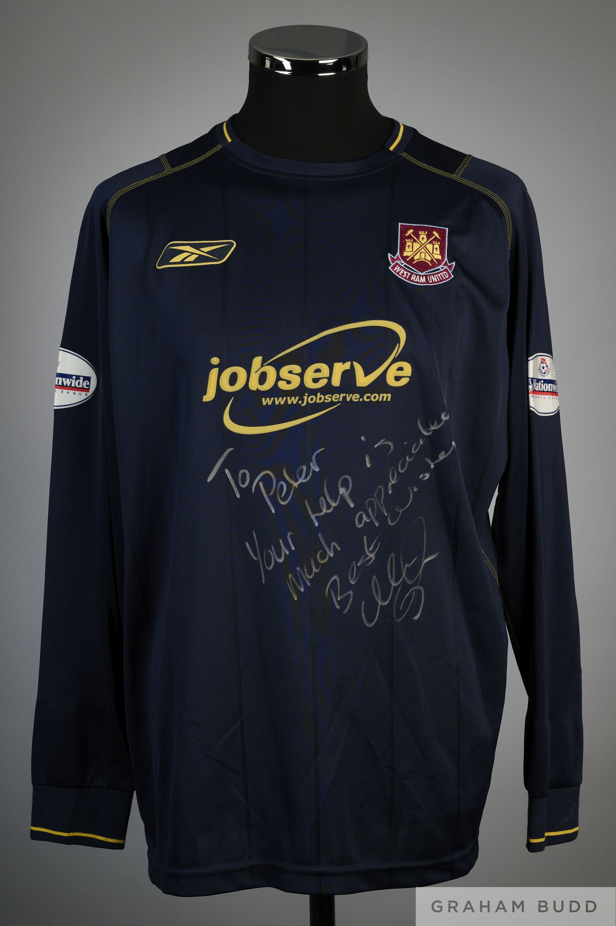 Matthew Etherington blue and yellow No.12 West Ham United long-sleeved shirt