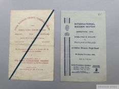 England Inter Services v Scotland Inter Services, match programme, 25th February 1945