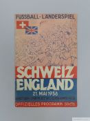 Switzerland v England International match programme, 21st May 1938
