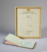 An Australian Board of Control Australian XI Coronation Tour autographed sheet