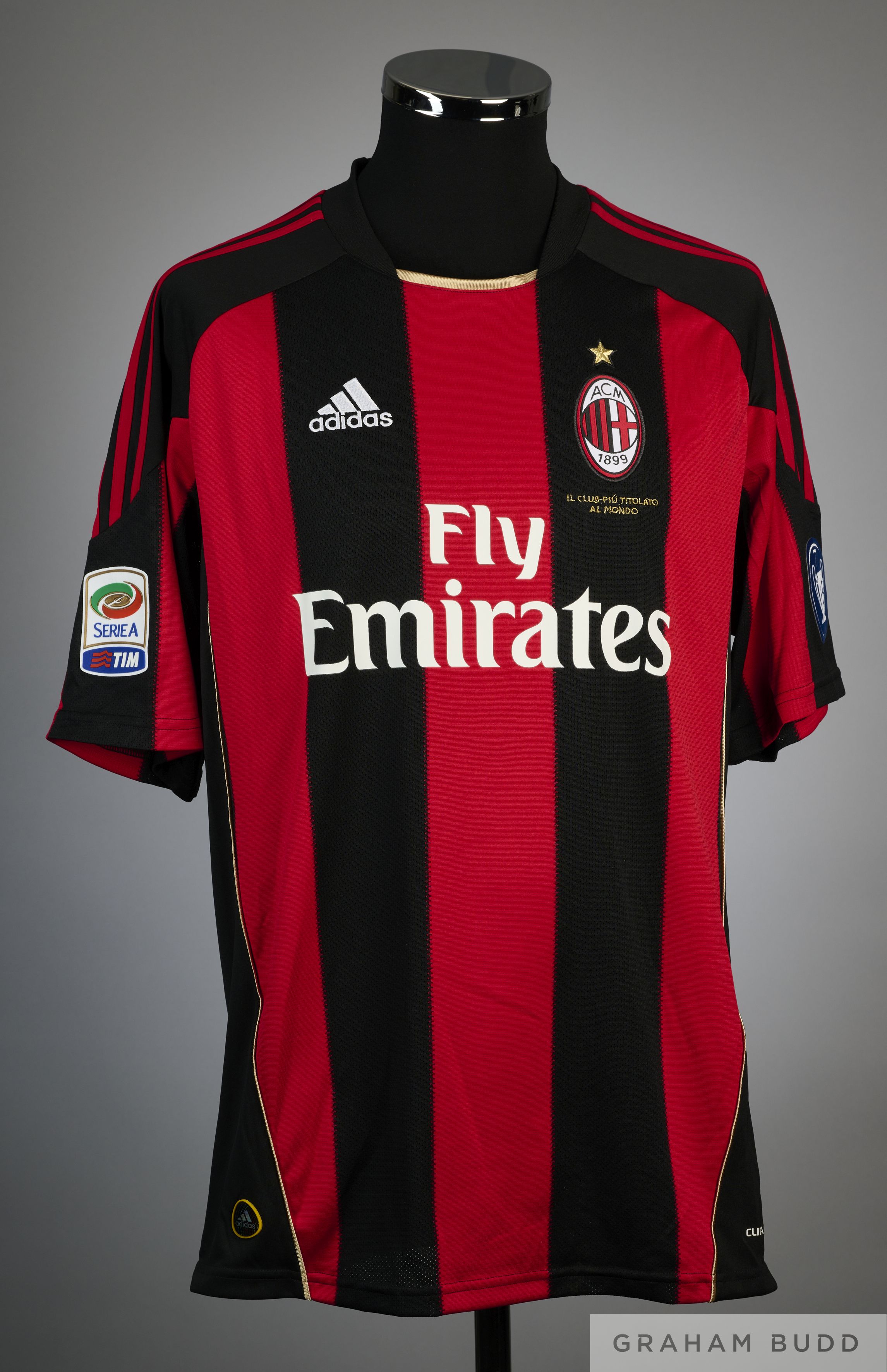 Alexandre Pato red and black No.7 AC Milan short-sleeve shirt, 2010-11