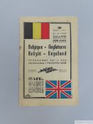 Belgium v England International match programme, 21st September 1947