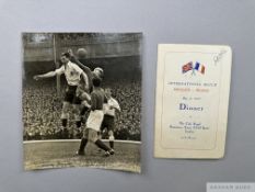 England v. France autographed menu card, 3rd May 1947