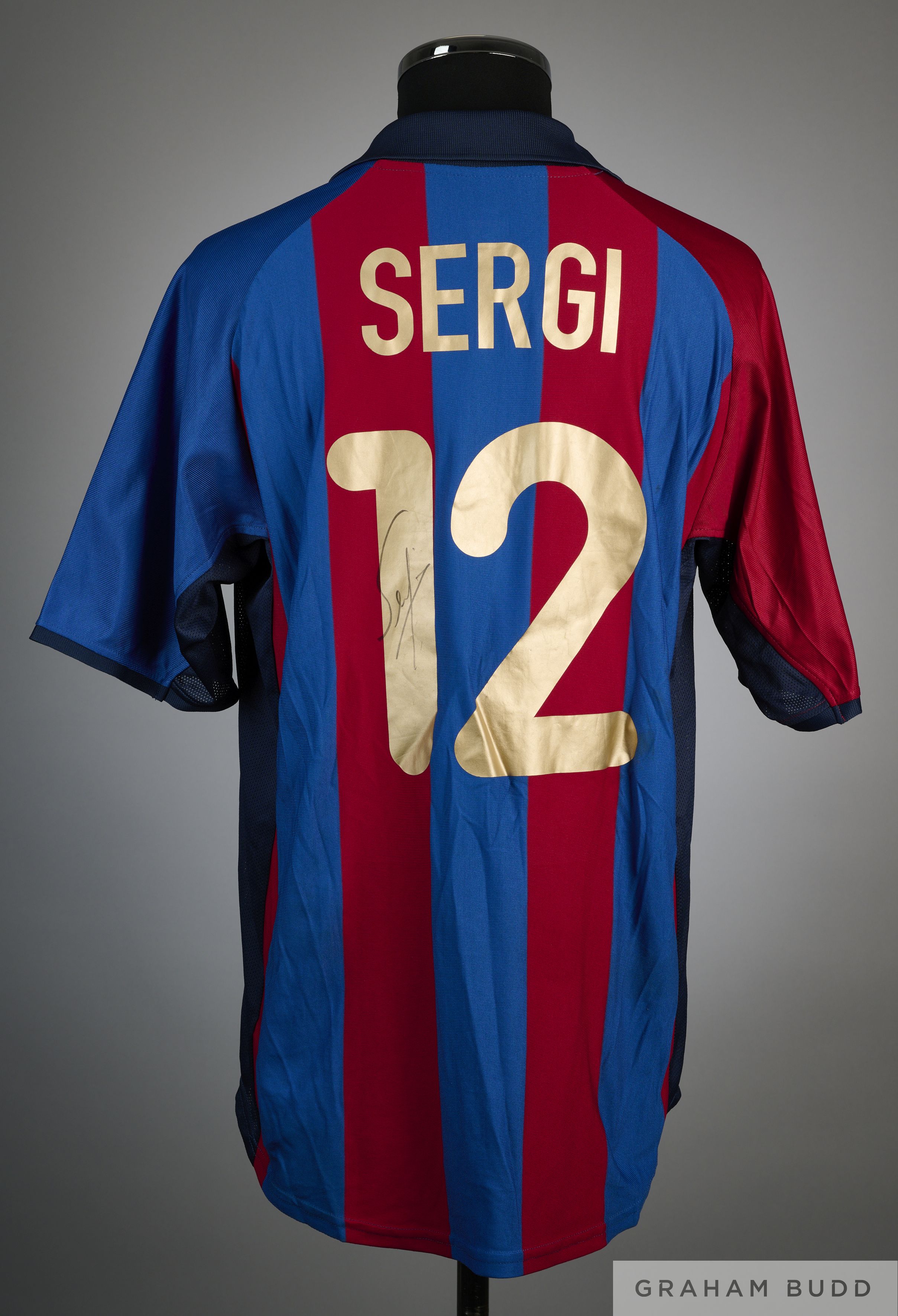 Sergi garnet and blue No.12 Barcelona Champions League short-sleeved shirt - Image 2 of 2