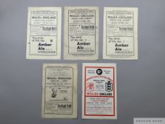 Five Wales v. England International match programmes 1940s