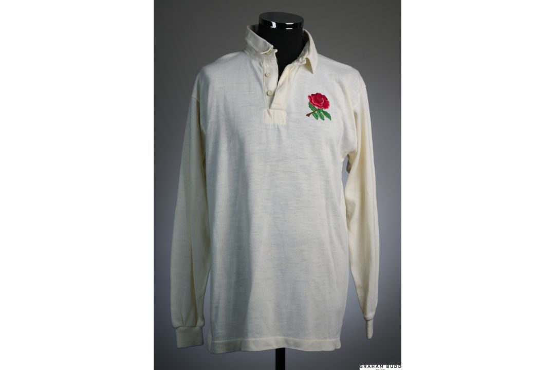 Wade Dooley white No.4 England International rugby shirt, late 1980s - Image 1 of 2