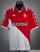 Marco Simone red and white No.11 Monaco v. Rangers short-sleeved shirt, 2000-01