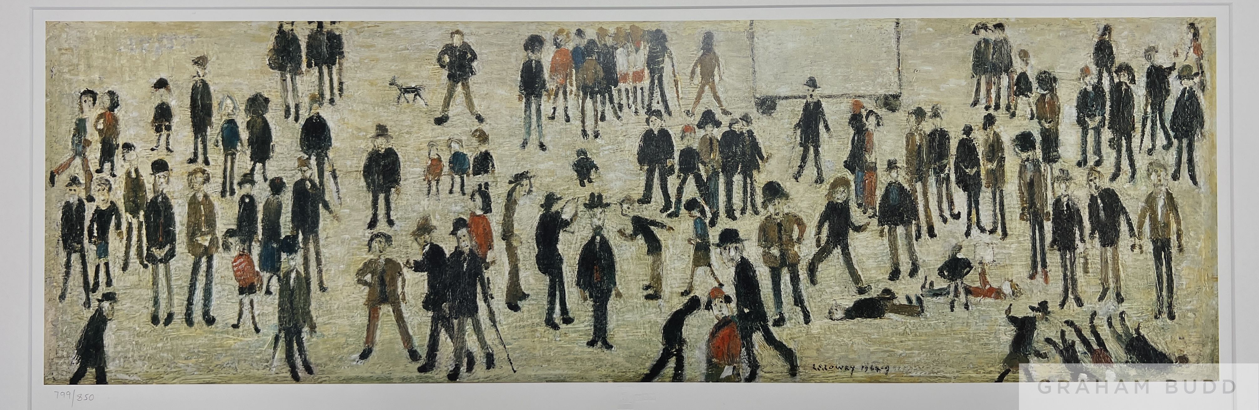 Laurence Stephen Lowry RBA RA 'Crowd around a cricket sight board', 1991