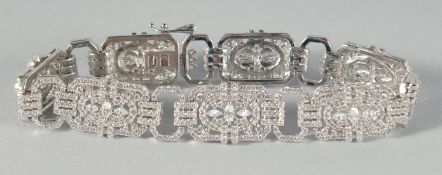 A GOOD SILVER ART DECO BRACELET.