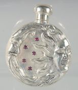 A MOON AND STARS CIRCULAR SCENT BOTTLE, 5 cm.